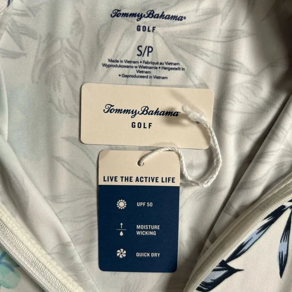 Tommy Bahama Golf Stretch Tropical Print 1/3 Zip - Size S/P - Picture 14 of 14